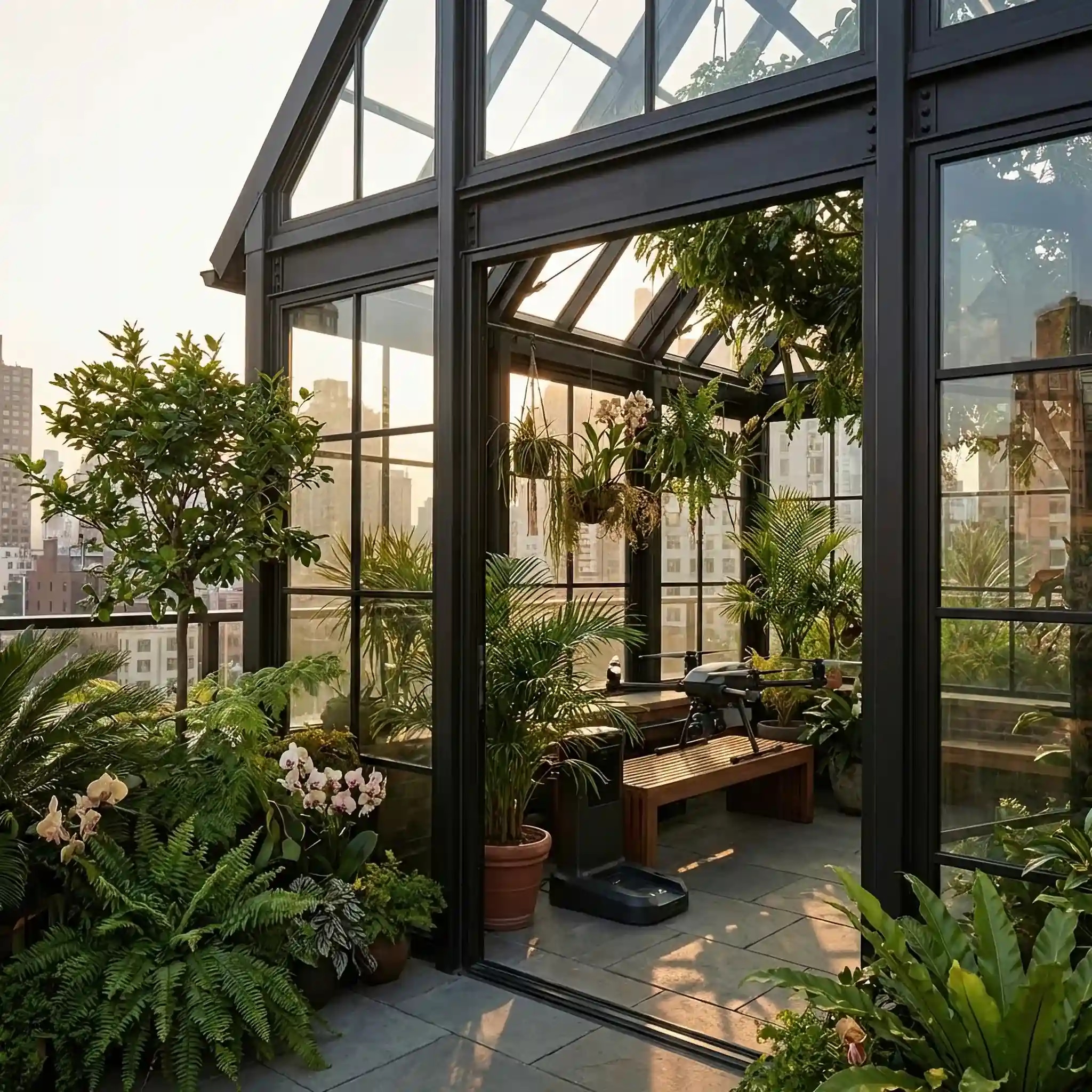 Архитектура и дизайн: Рой дронов-консервации блокирует зону проникновения уличного смога, удерживая внутреннюю атмосферу в неизменном состоянии