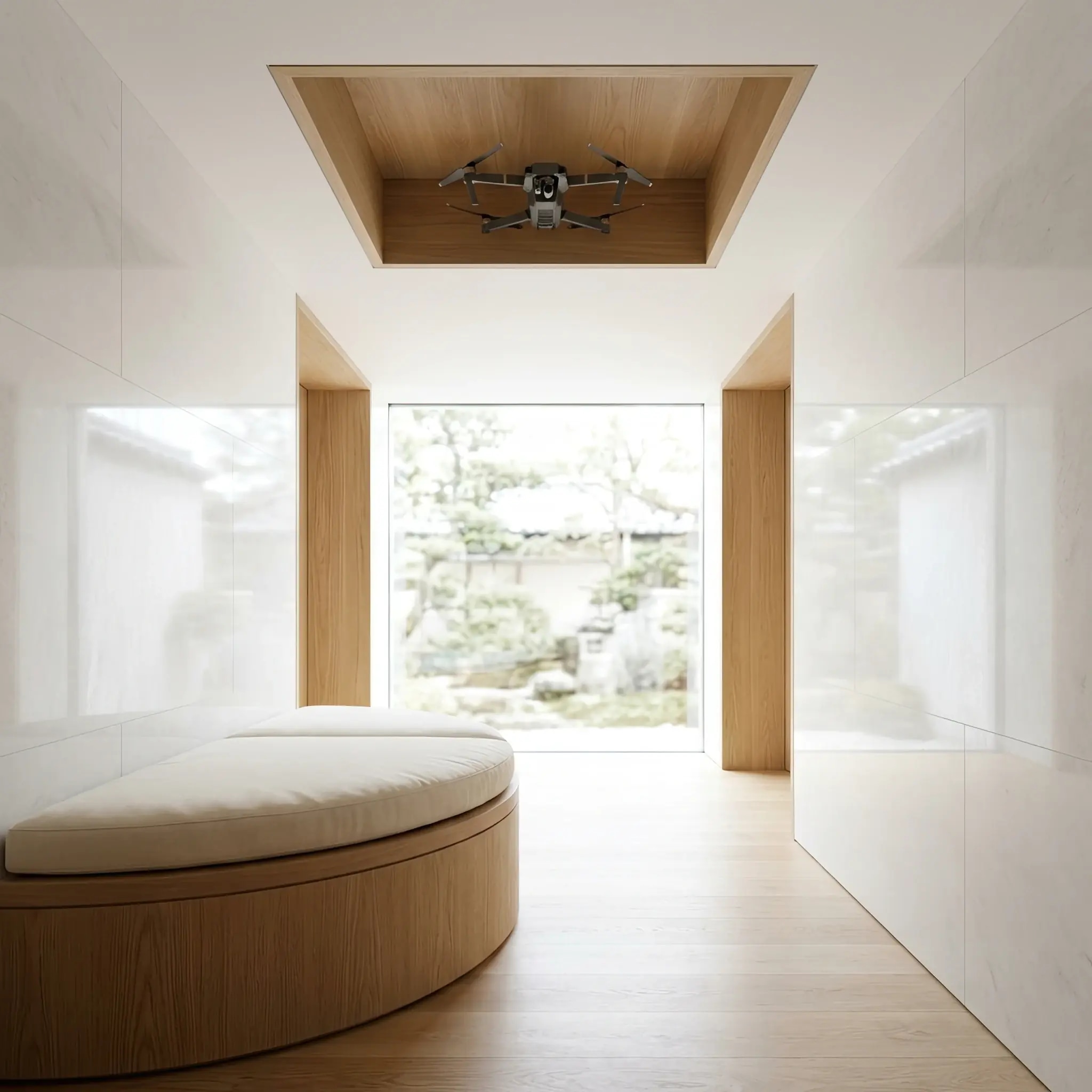 Архитектура и дизайн: Дрон-гармонизатор создает зону антистрессовой атмосферы вокруг напряженной группы людей в вестибюль