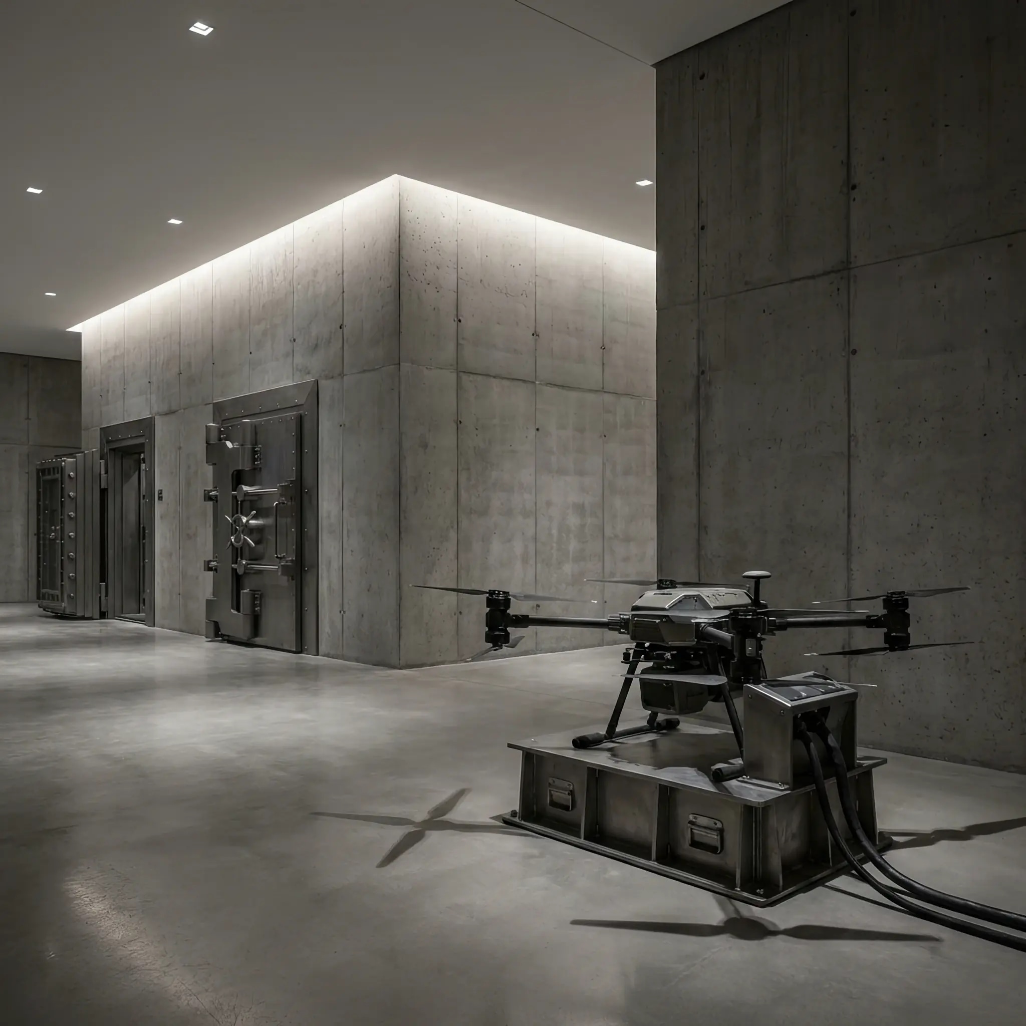 Архитектура и дизайн: Рой дронов-интегрити забирает пробы воздуха для мгновенного анализа на соответствие стандартам чистоты Reception Space