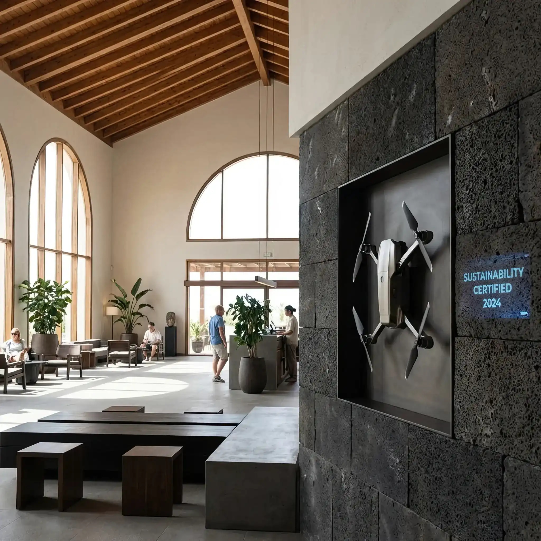 Архитектура и дизайн: Дрон-сертификатор выдает цифровой токен чистоты воздуха, подтверждая соответствие вестибюль мировым стандартам 2026 года