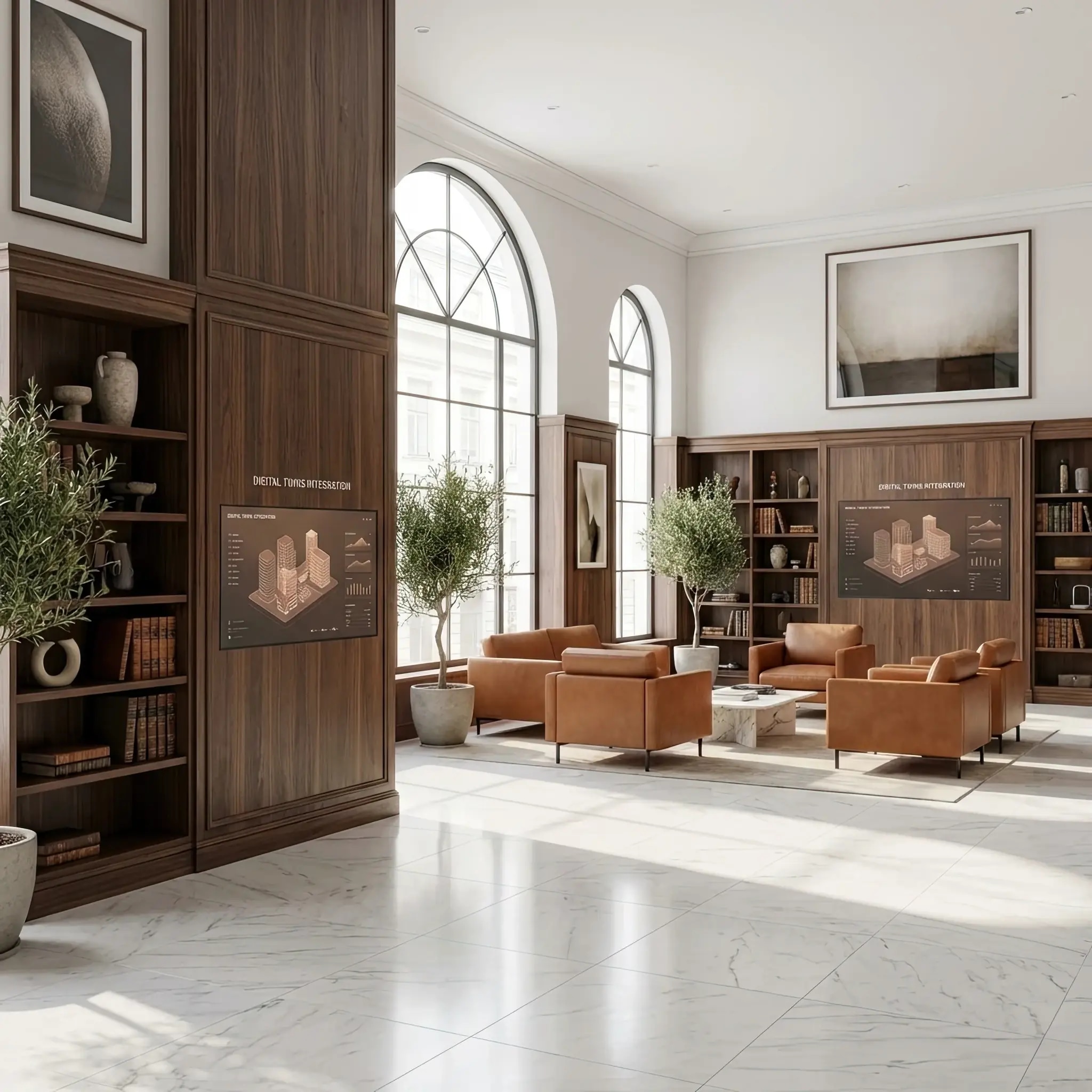 Архитектура и дизайн: Клиент в VR-шлеме осматривает виртуальную модель стойки приемная в масштабе 1:1