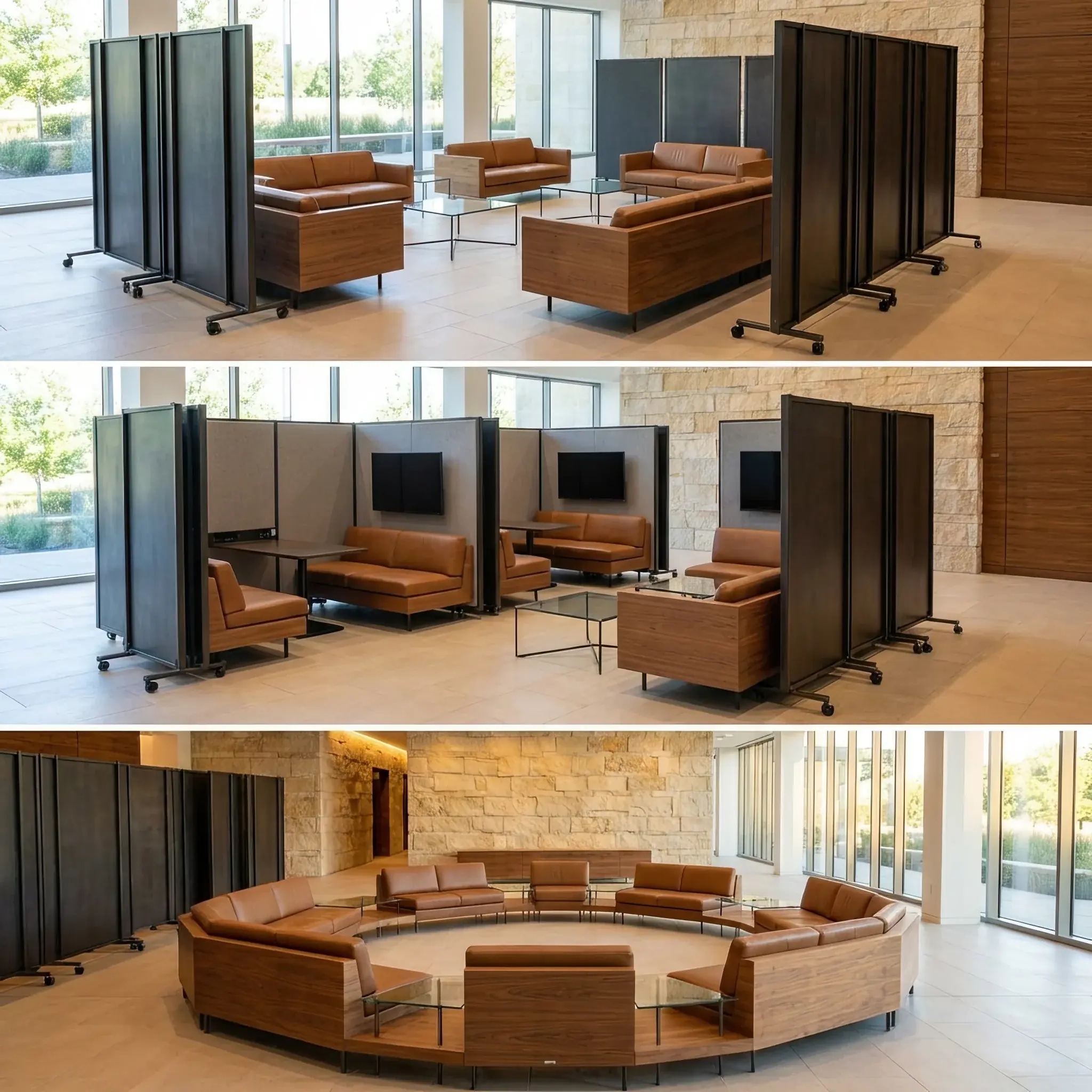 Архитектура и дизайн: Динамичное вестибюль офиса, которое утром служит зоной кофе, днем — коворкингом, а вечером — местом для ивентов