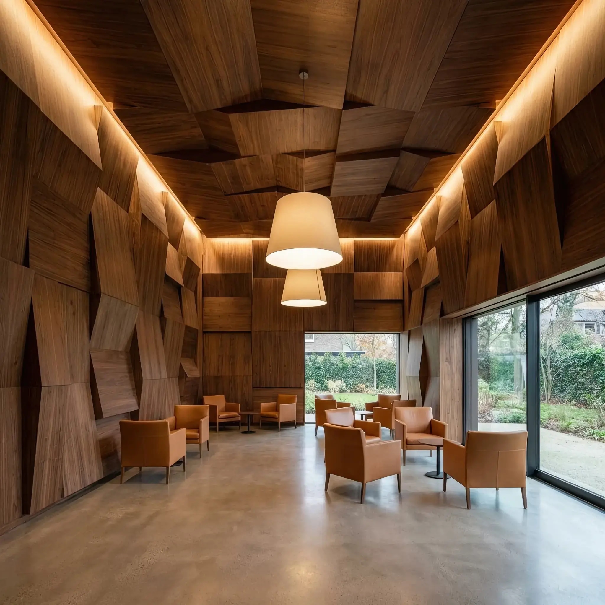 Архитектура и дизайн: Гость вестибюль погружен в обволакивающее звуковое пространство, которое мягко подстраивается под его состояние и активность окружающих