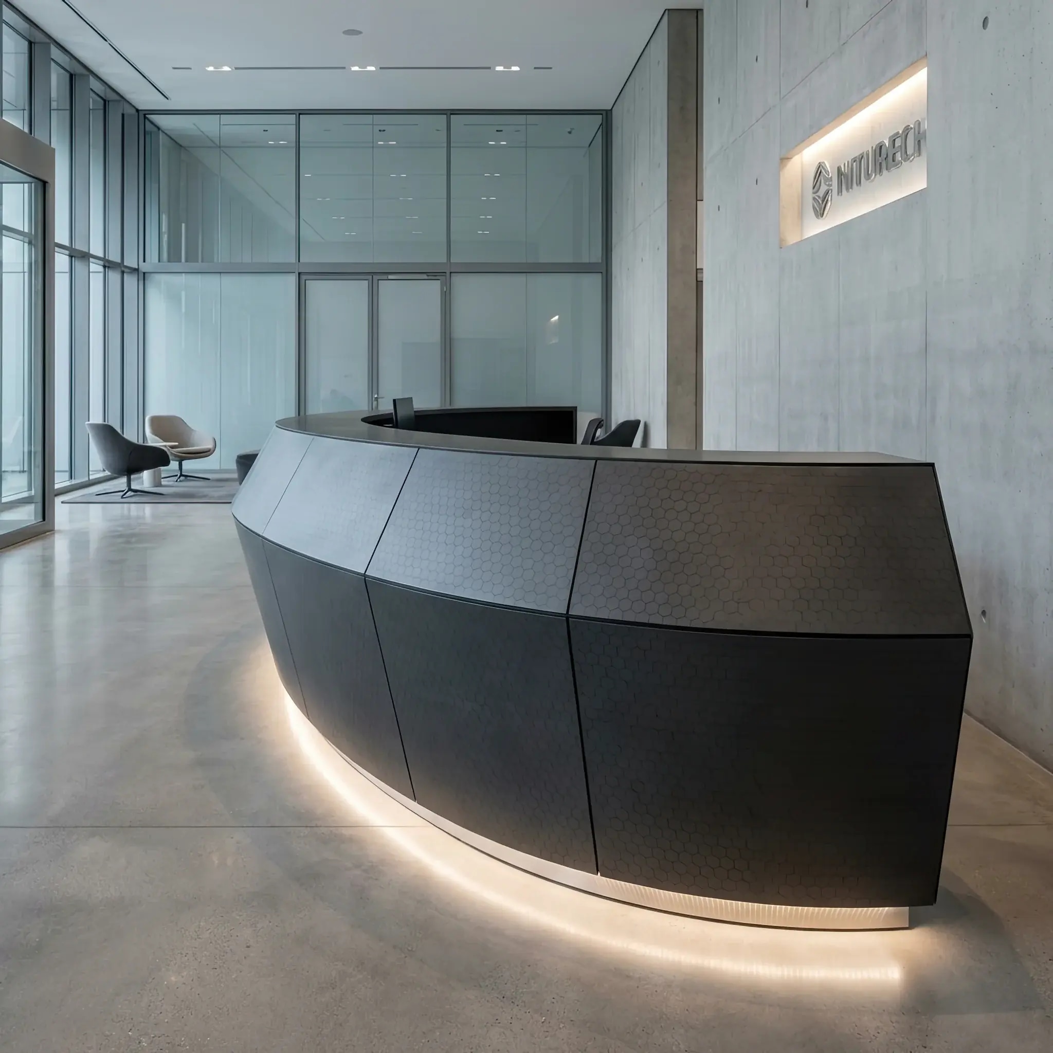Архитектура и дизайн: Футуристическая стойка приемная с экстремально тонкими стенками, достигнутая благодаря графеновому армированию