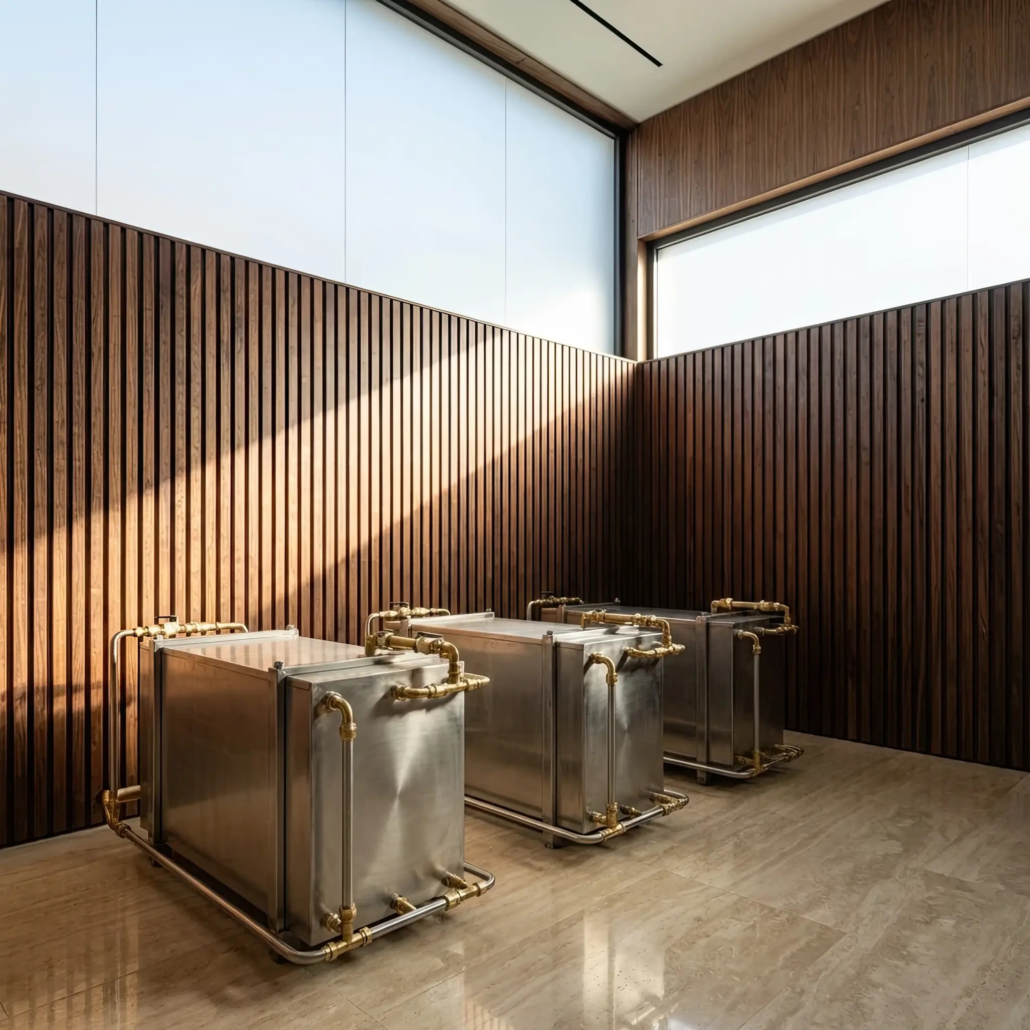 Архитектура и дизайн: Высокотехнологичный энергетический блок в технической зоне вестибюль, который бесшумно вырабатывает электричество и тепло, выбрасывая в атмосферу только чистый водяной пар