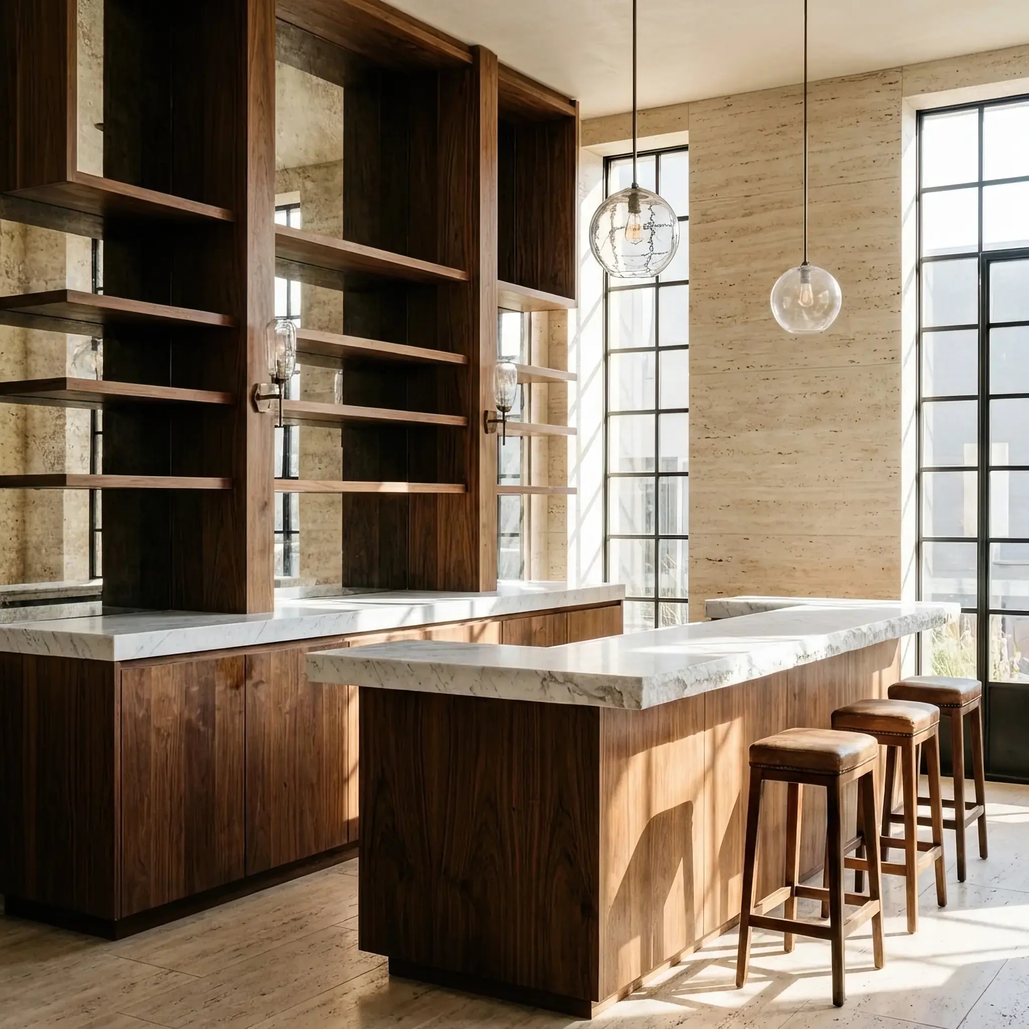 Архитектура и дизайн: Сложные архитектурные конструкции из капель напитка и функциональных модулей выстраиваются в центре вестибюль