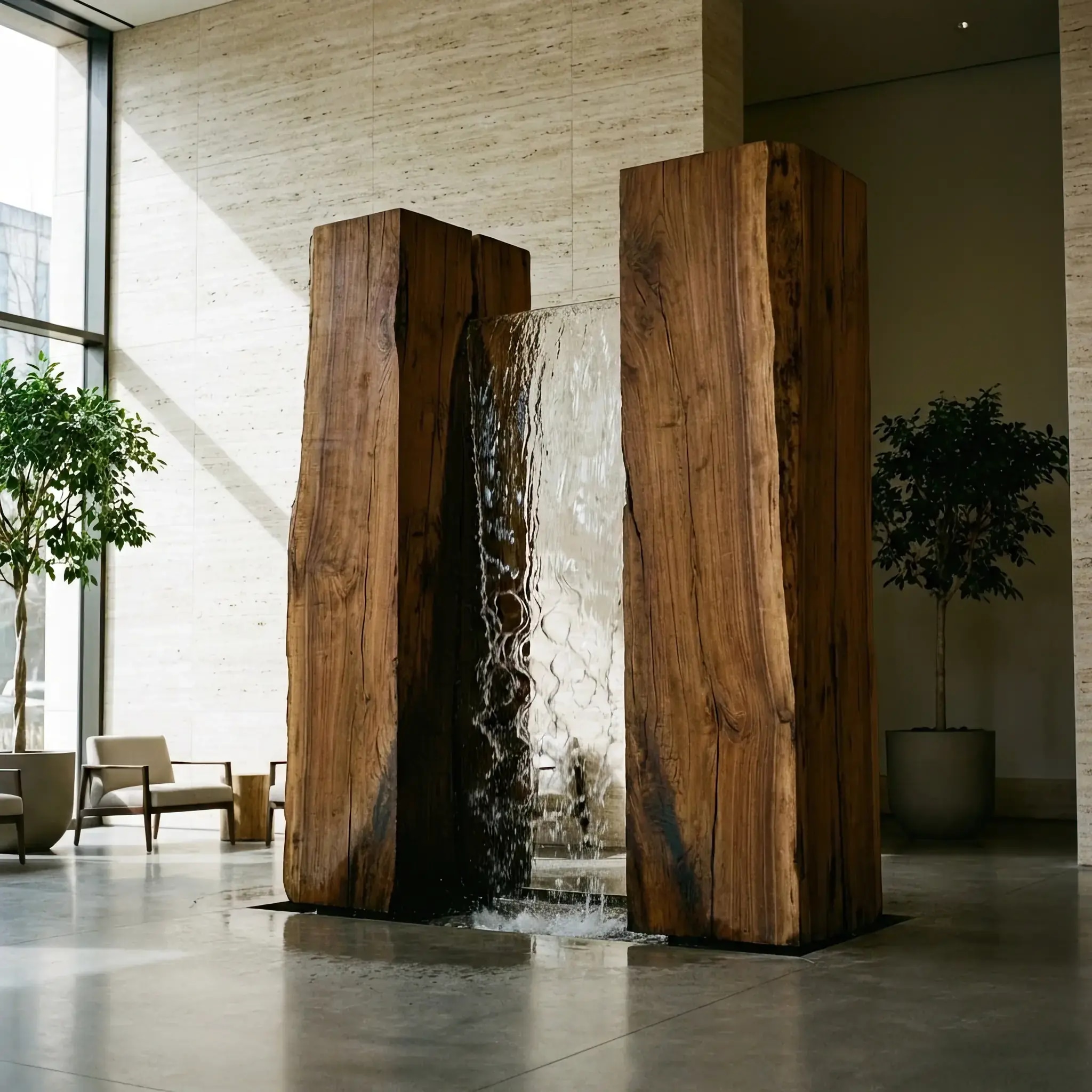 Архитектура и дизайн: Капли воды парят в воздухе вестибюль, складываясь в трехмерные портреты или логотипы компаний под управлением звуковых полей