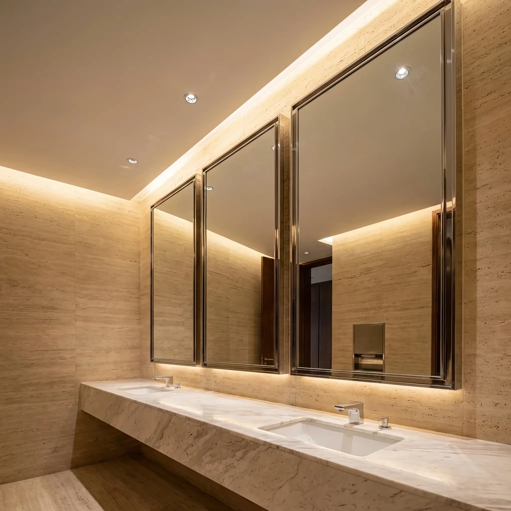 Архитектура и дизайн: Зеркало в зоне SPA вестибюль остается идеально чистым и прозрачным даже в густом пару благодаря нано-покрытию