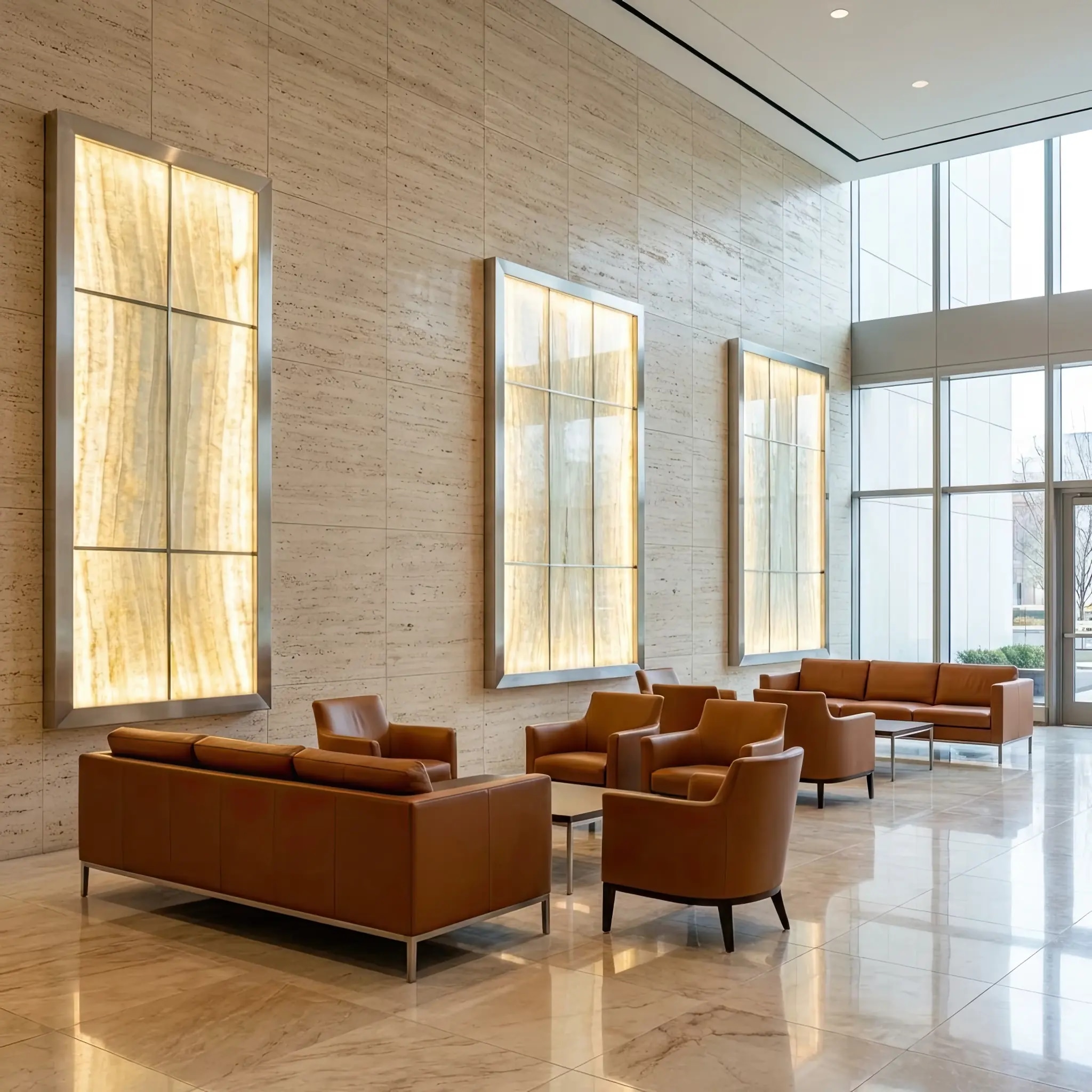 Архитектура и дизайн: Поверхность цифрового арт-экрана в вестибюль идеально гладкая: микроцарапина мгновенно исчезает благодаря регенеративному нано-слою