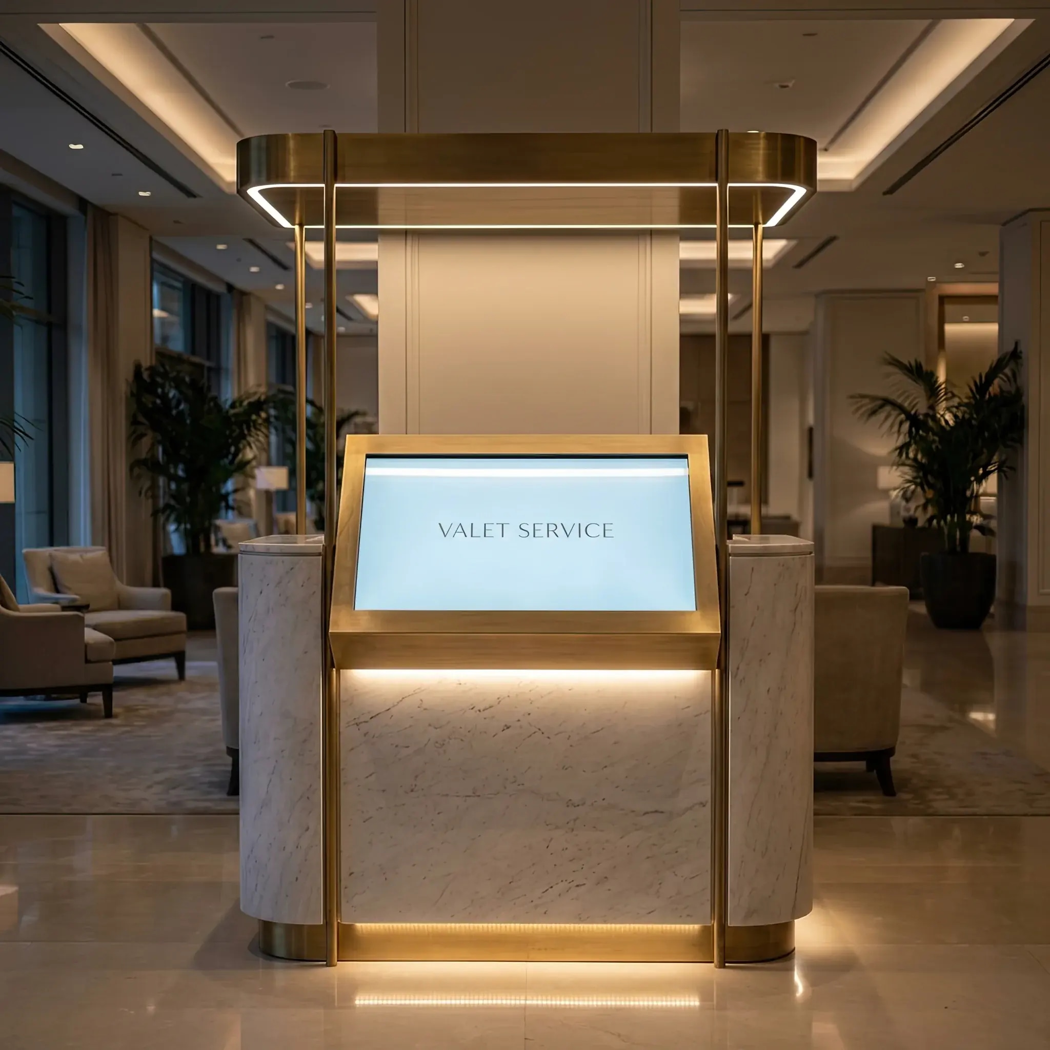 Архитектура и дизайн: Посетитель вызывает свой автомобиль через терминал валет-паркинга: нано-покрытие защищает экран и корпус от царапин