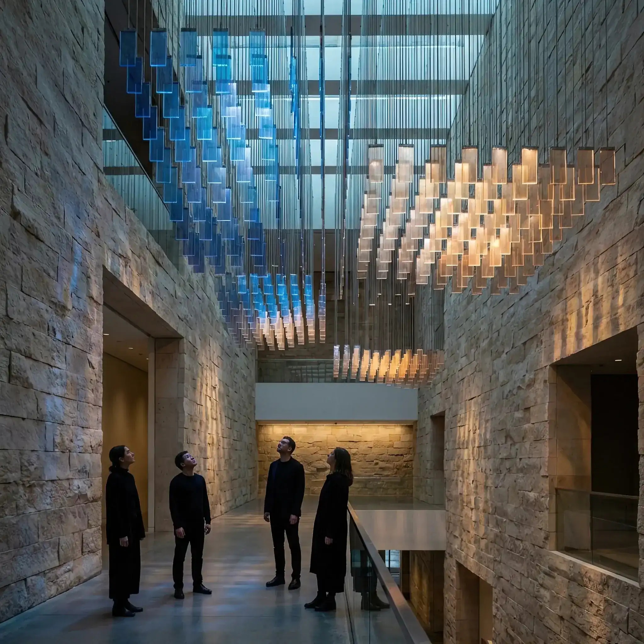 Архитектура и дизайн: Освещение вестибюль мягко меняет температуру и цвет, подстраиваясь под психологический фон прибывающей группы резидентов