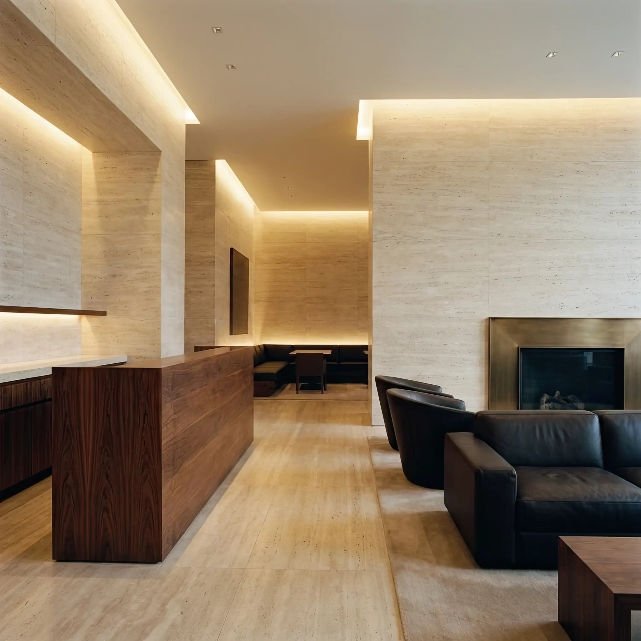 Архитектура и дизайн: Динамическое освещение вестибюль, плавно меняющее спектр и интенсивность в зависимости от времени суток и состояния гостя