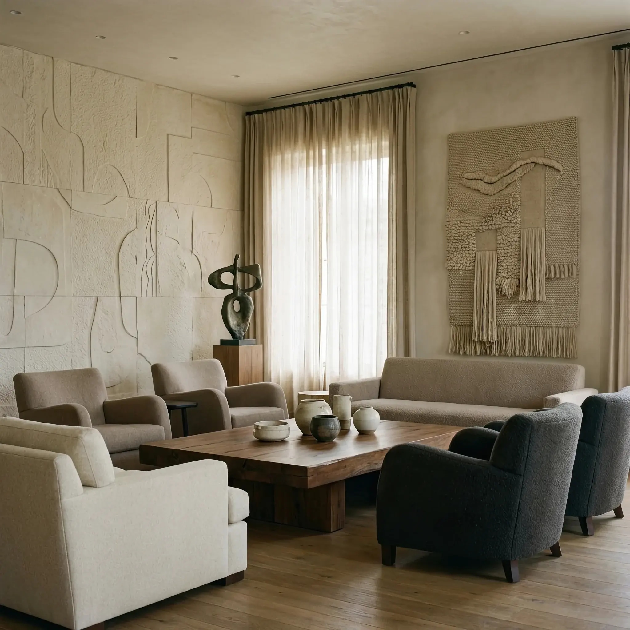 Архитектура и дизайн: Ультра-минималистичная стойка приемная из цельного массива камня без видимых швов и фурнитуры