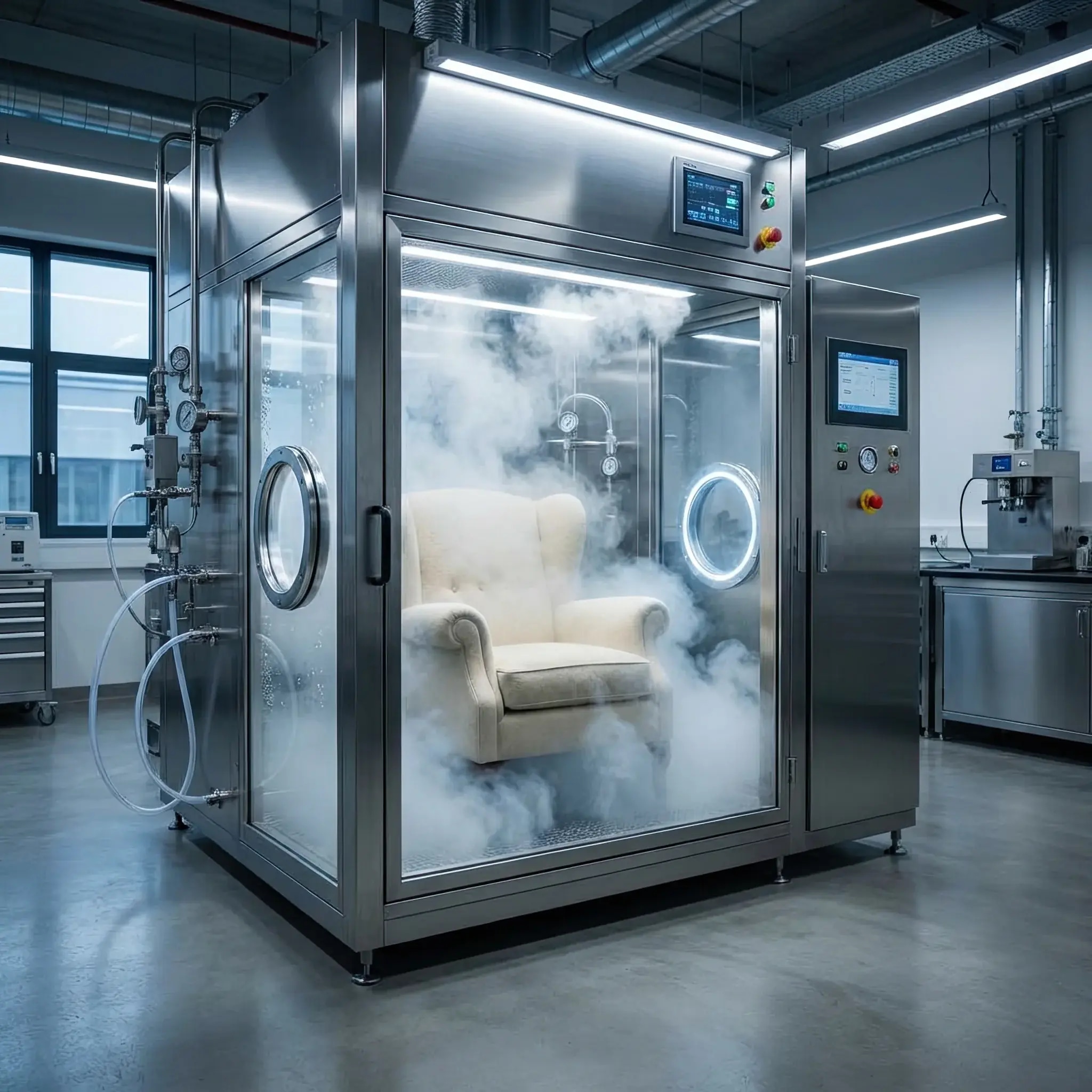 Архитектура и дизайн: Процесс очистки дорогой ткани в камере со сверхкритической жидкостью CO2