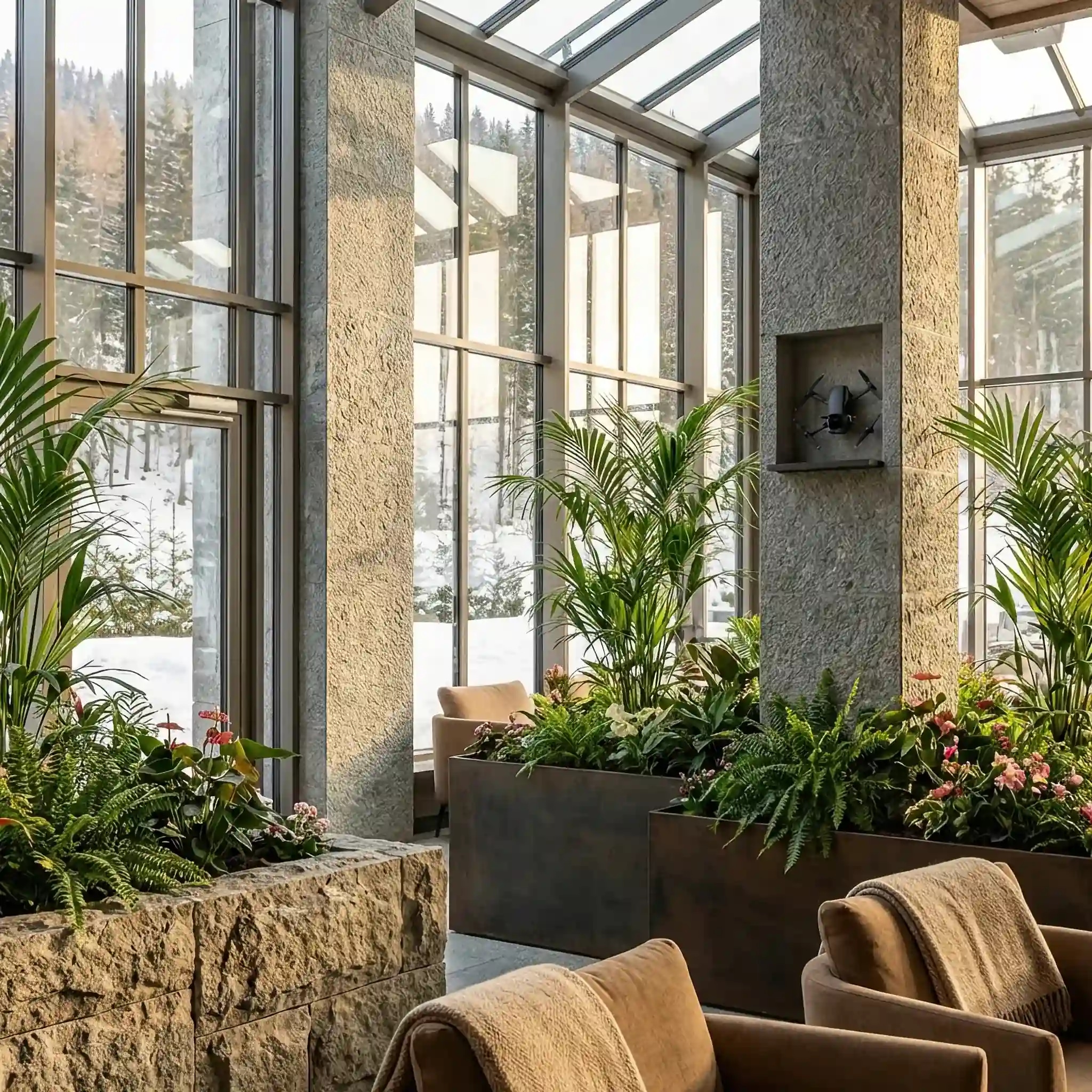 Архитектура и дизайн: Дроны-пуристы мгновенно нейтрализуют облако загрязнения в зоне входа в атриум вестибюль