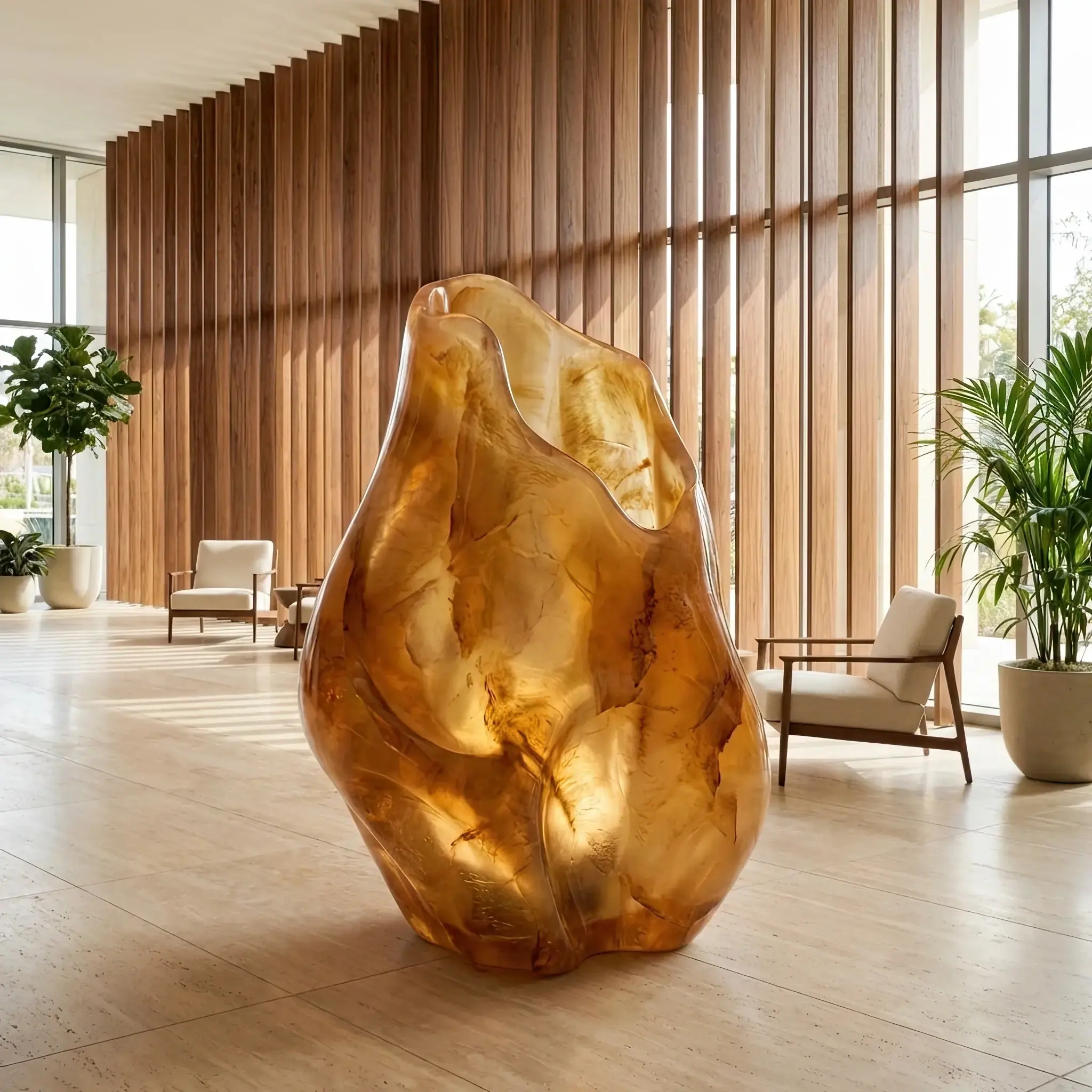 Архитектура и дизайн: Стойка приемная с массивными вставками из прозрачной био-смолы, внутри которой застыли органические элементы