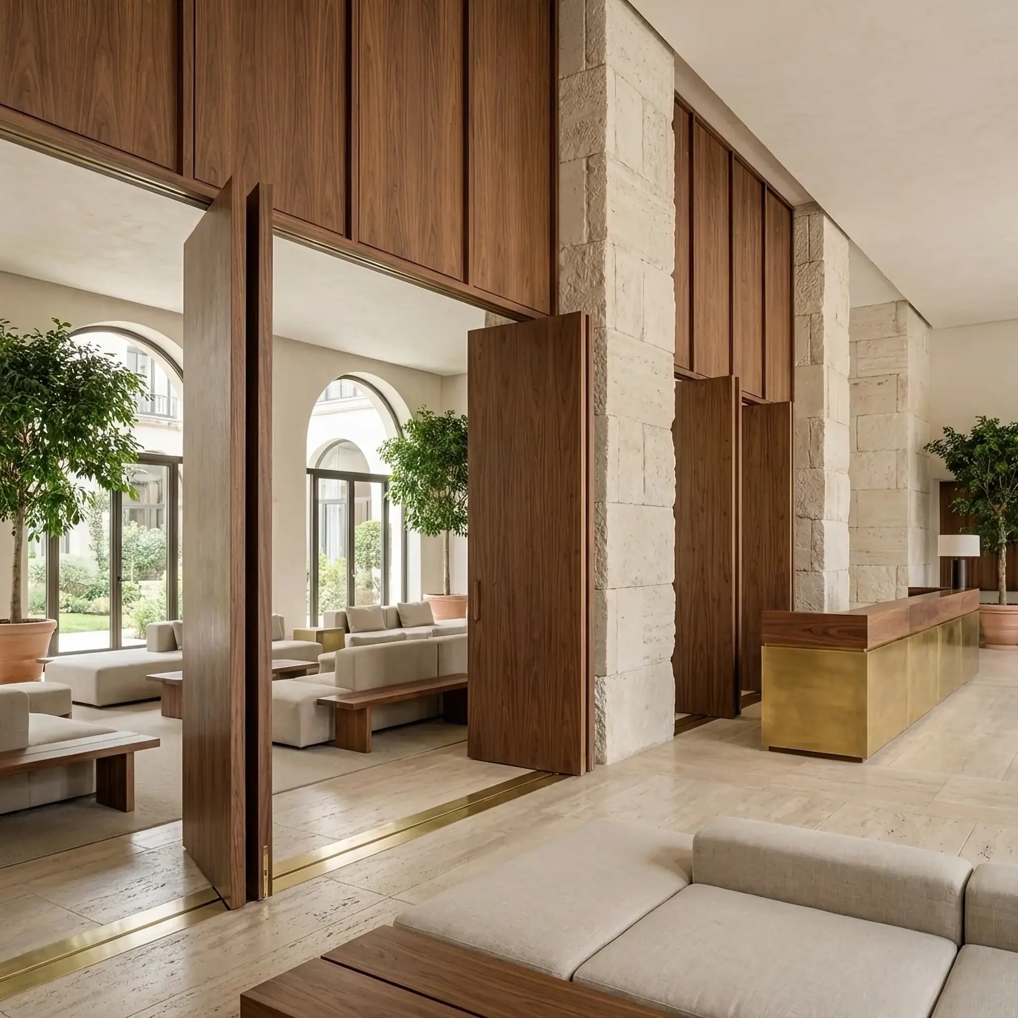 Архитектура и дизайн: Вестибюль деловой центра, трансформированное под вечерний коктейль с использованием мобильной мебели