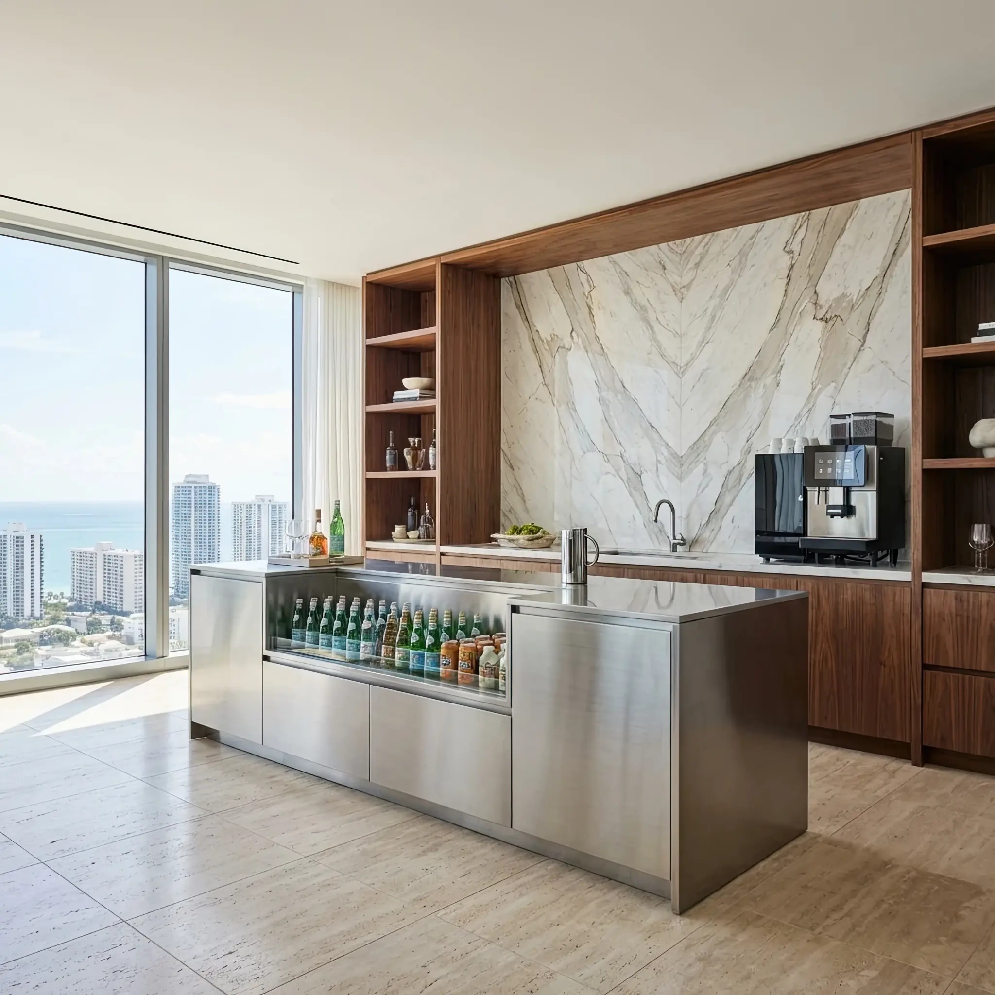 Архитектура и дизайн: Консультант сервиса напитков помогает гостю составить уникальный букет вкусов в парящем интерфейсе