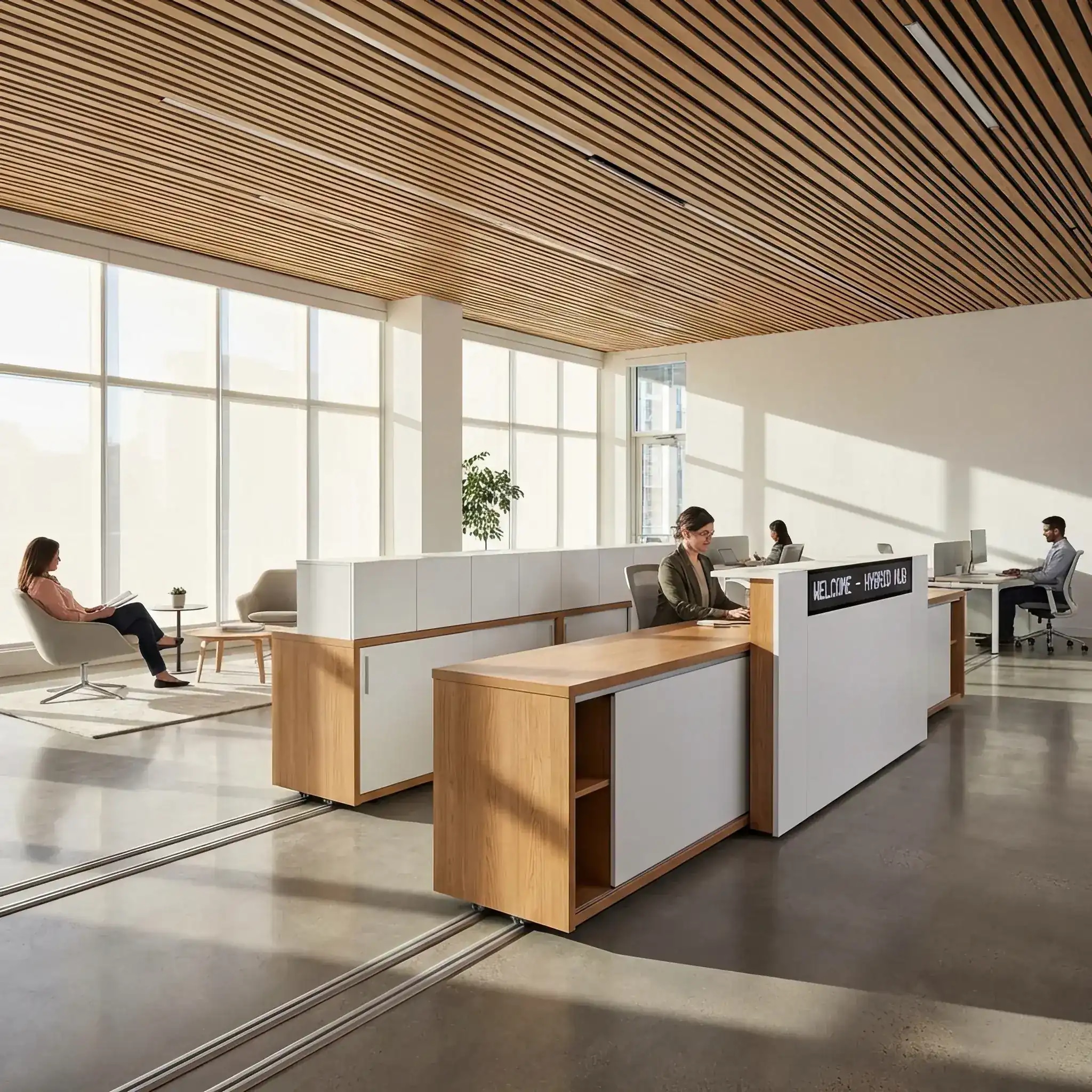 Архитектура и дизайн: Футуристическая стойка приема, состоящая из независимых интеллектуальных модулей с возможностью динамической смены конфигурации