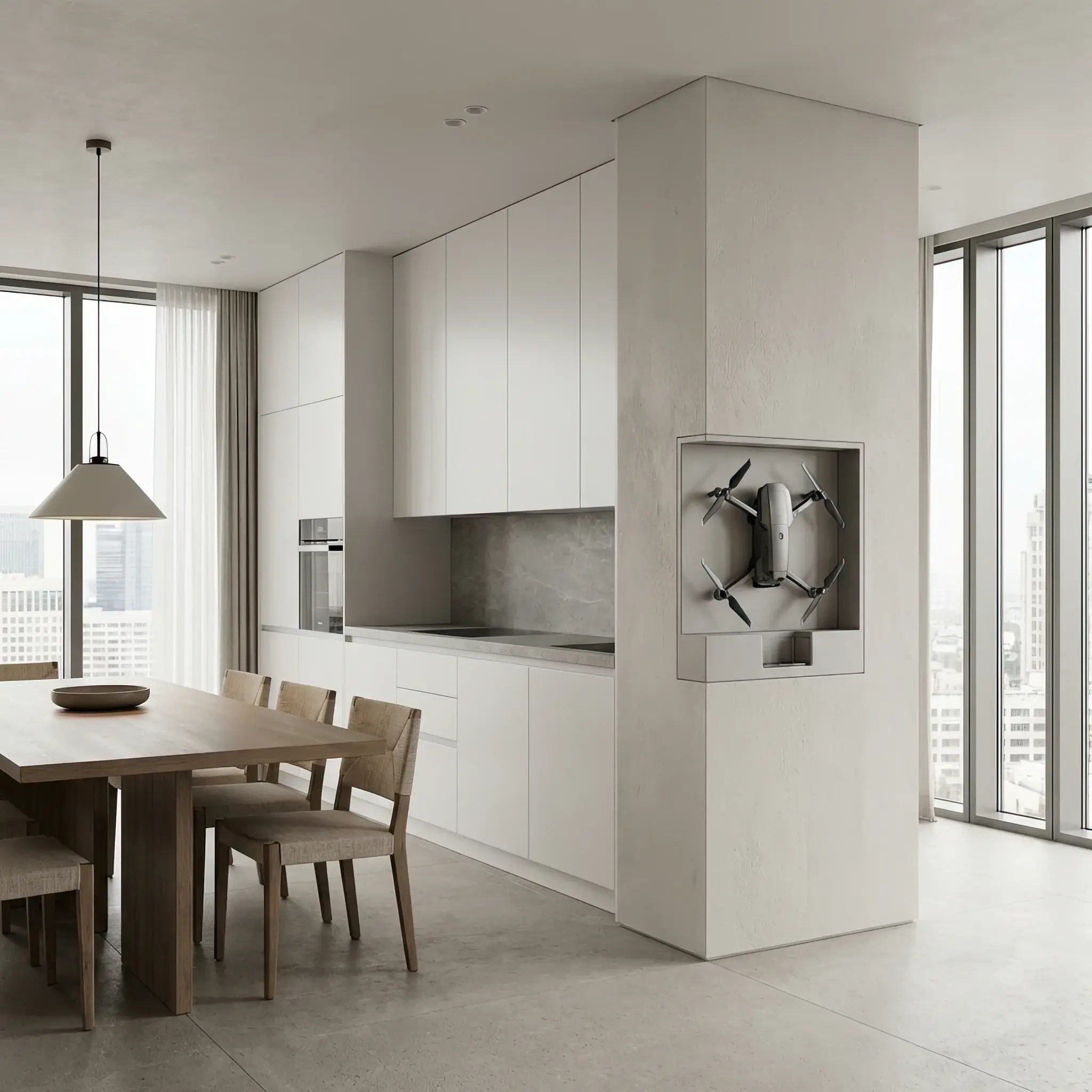 Архитектура и дизайн: Гость проходит сквозь прозрачную входную группу, которая окутывает его едва заметным прохладным сиянием 'холодной плазмы', уничтожающей все бактерии